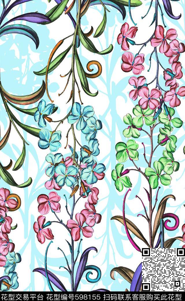 花朵女装连衣裙花卉热带花卉数码印花华亿平台下载（图片编号: 598155） - 瓦栏（Walan）