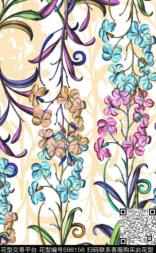 花朵女装连衣裙花卉热带花卉数码印花华亿平台下载（图片编号: 598156） - 瓦栏（Walan）