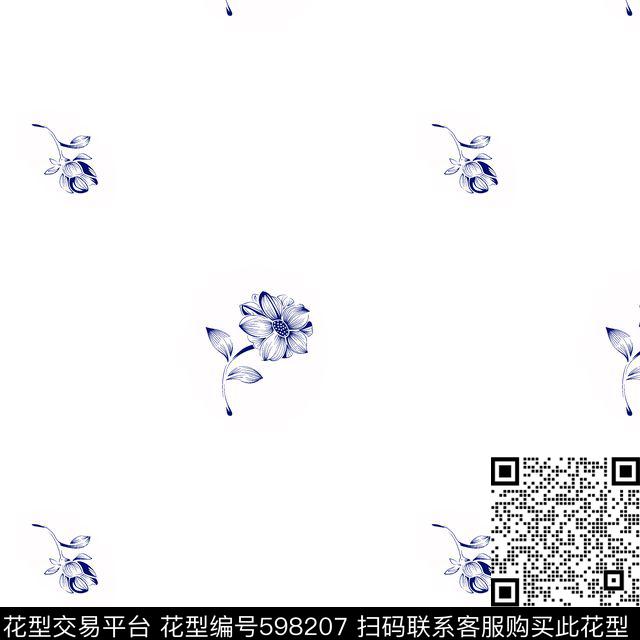 小花简洁男装衬衫传统印花华亿平台下载（图片编号: 598207） - 瓦栏（Walan）