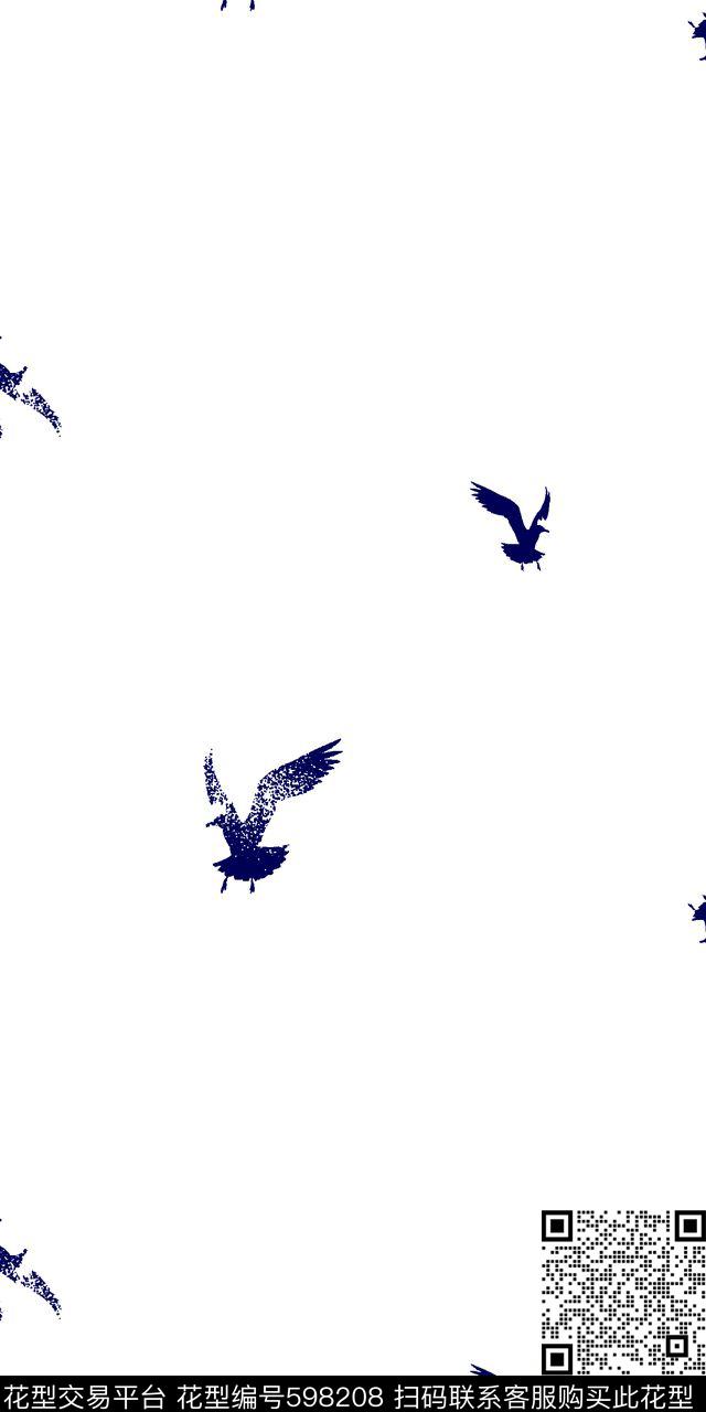 小鸟简洁男装衬衫传统印花华亿平台下载（图片编号: 598208） - 瓦栏（Walan）