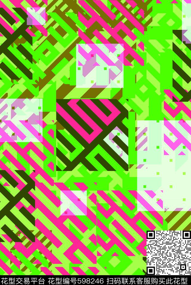 潮流概念时尚彩搭个性风嬉皮复古随机性凌乱色块形式感数码印花华亿平台下载（图片编号: 598246） - 瓦栏（Walan）