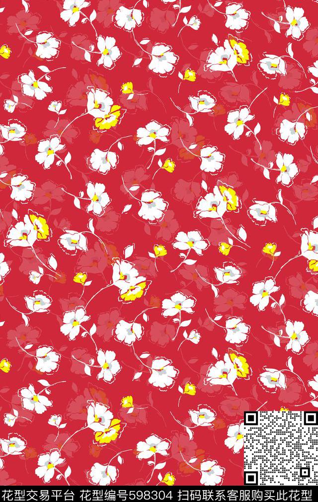 花朵小碎花手绘花朵传统印花华亿平台下载（图片编号: 598304） - 瓦栏（Walan）