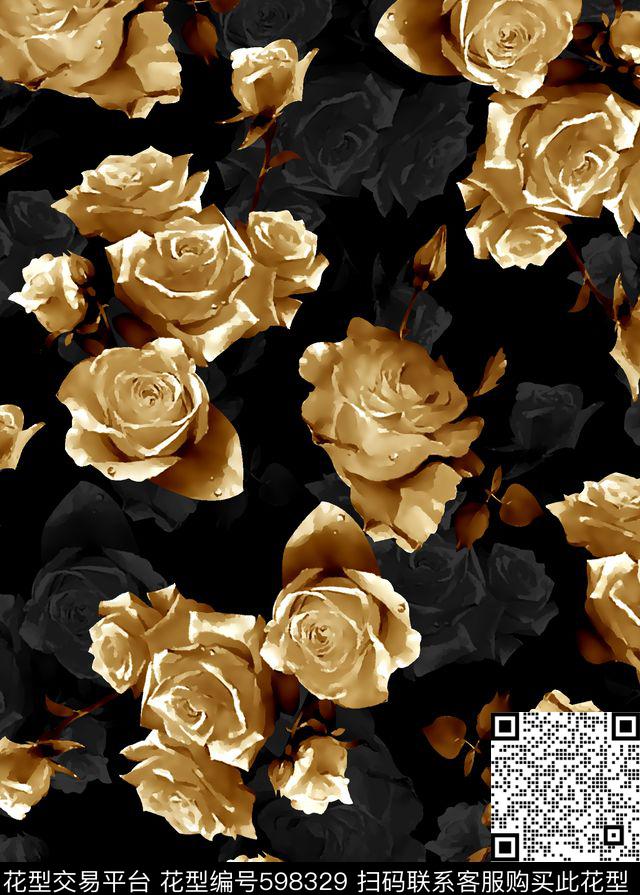 花卉复古花卉男装羽绒服数码印花华亿平台下载（图片编号: 598329） - 瓦栏（Walan）