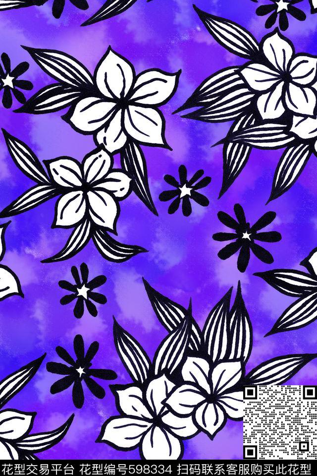 水彩手绘艺术花卉传统印花华亿平台下载（图片编号: 598334） - 瓦栏（Walan）