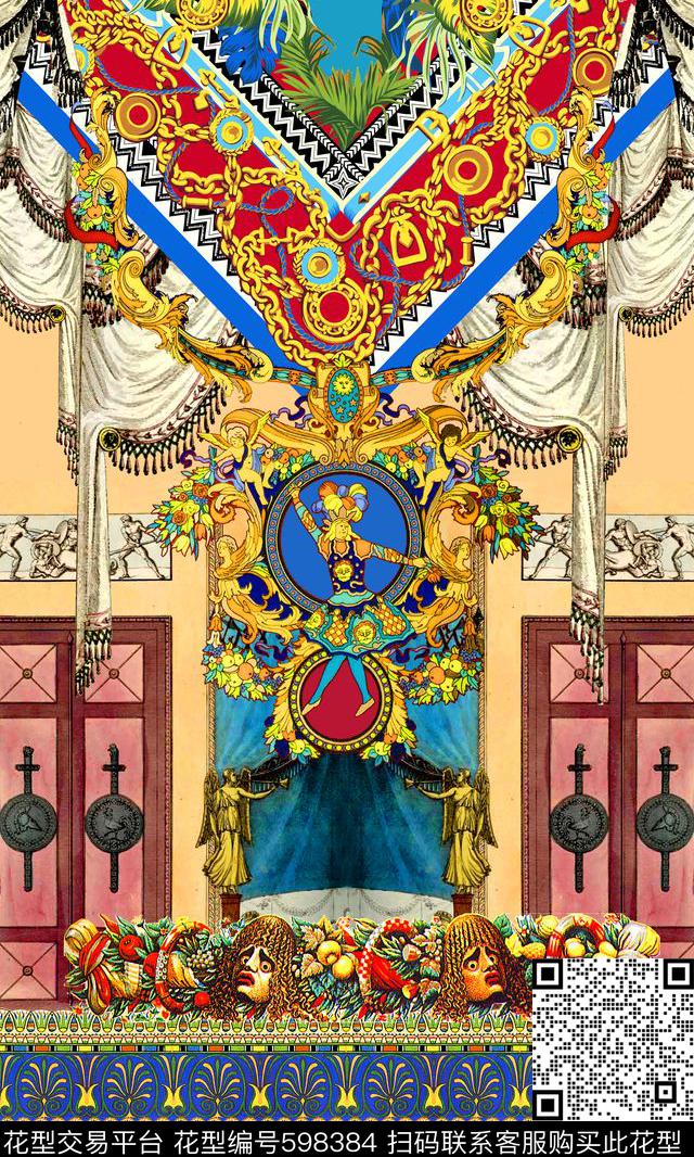 欧式宫廷风数码印花华亿平台下载（图片编号: 598384） - 瓦栏（Walan）