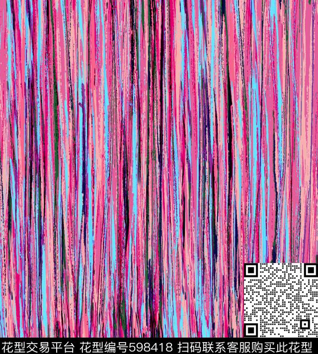 几何笔触时尚数码印花华亿平台下载（图片编号: 598418） - 瓦栏（Walan）