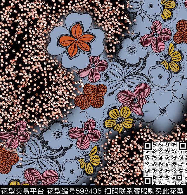 欧洲花卉抽象数码印花华亿平台下载（图片编号: 598435） - 瓦栏（Walan）