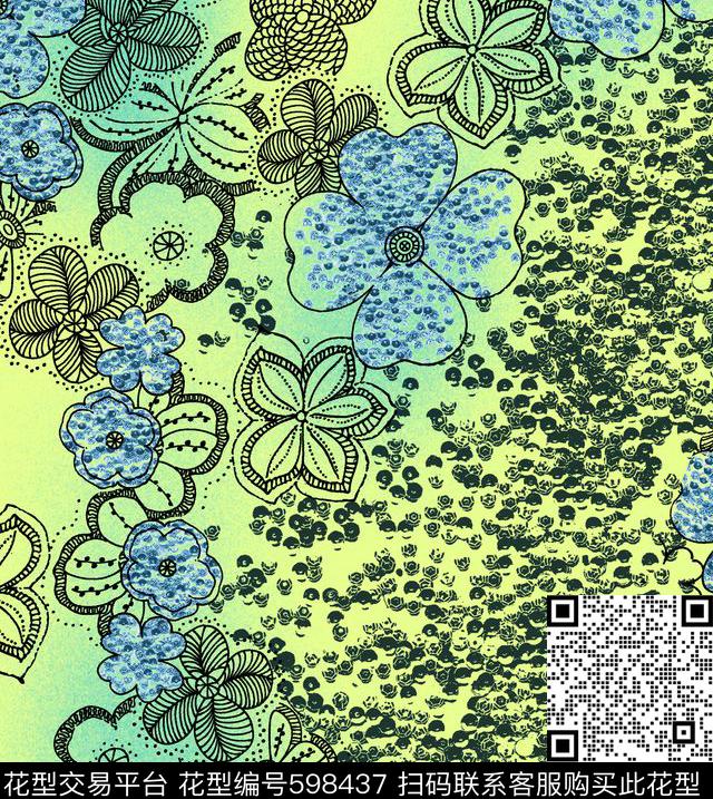 花卉抽象欧洲数码印花华亿平台下载（图片编号: 598437） - 瓦栏（Walan）