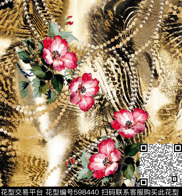 花卉抽象欧洲数码印花华亿平台下载（图片编号: 598440） - 瓦栏（Walan）