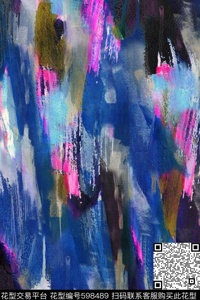 水彩笔刷纹理女装数码印花华亿平台下载（图片编号: 598489） - 瓦栏（Walan）
