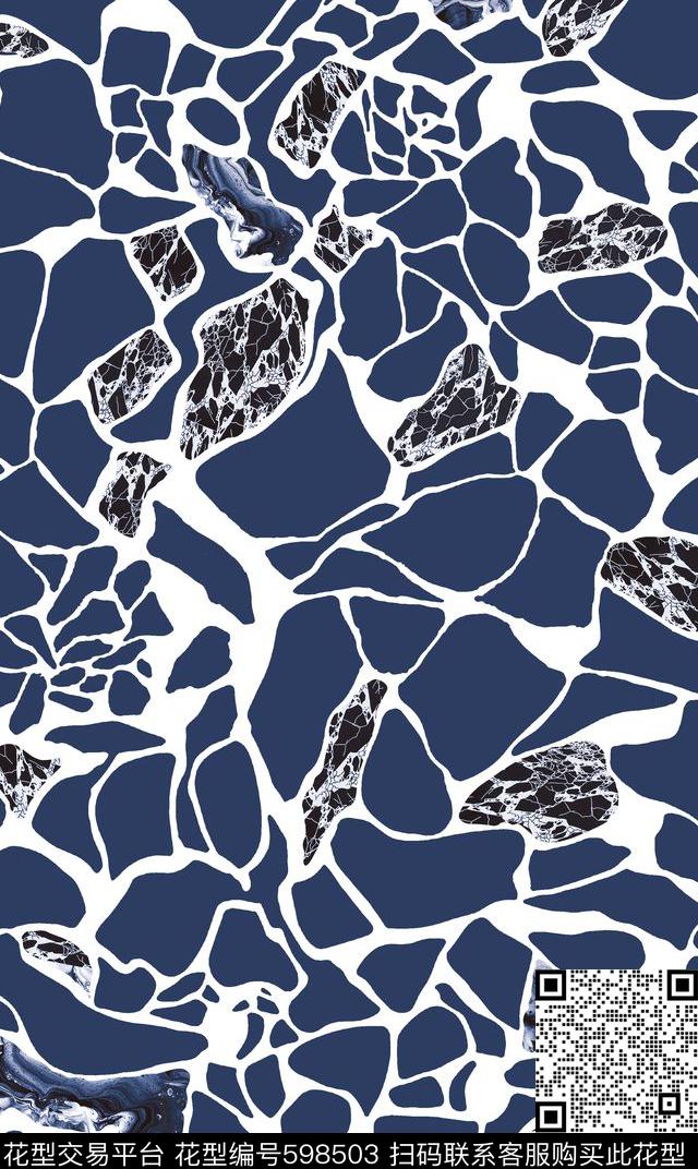 几何碎片自然机理传统印花华亿平台下载（图片编号: 598503） - 瓦栏（Walan）