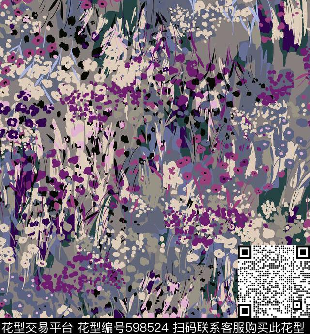 点点花丛花朵传统印花华亿平台下载（图片编号: 598524） - 瓦栏（Walan）