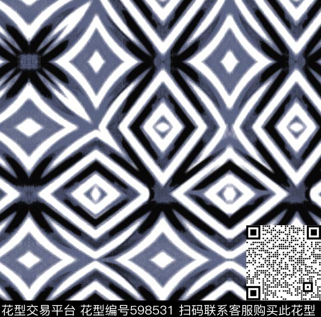 不规则几何菱形几何传统印花华亿平台下载（图片编号: 598531） - 瓦栏（Walan）