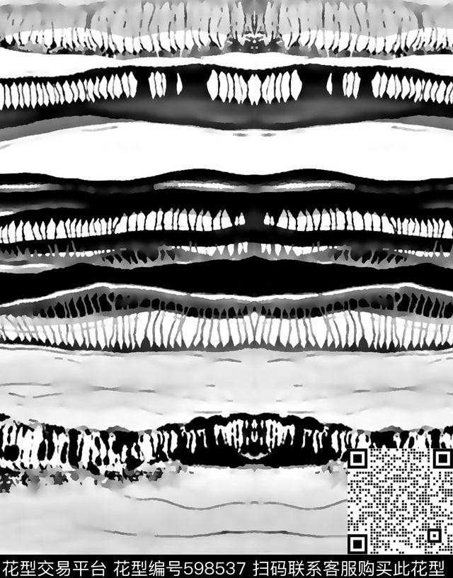 抽象纹理条纹黑白花数码印花华亿平台下载（图片编号: 598537） - 瓦栏（Walan）