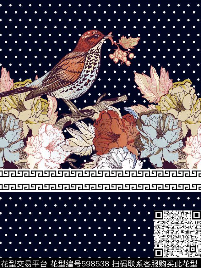 时尚男装花鸟男装T恤数码印花华亿平台下载（图片编号: 598538） - 瓦栏（Walan）
