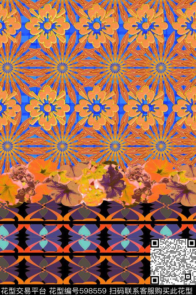 民族风花卉花纹数码印花华亿平台下载（图片编号: 598559） - 瓦栏（Walan）
