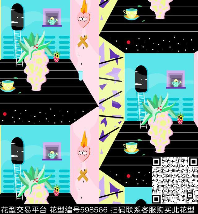 几何卡通定位传统印花华亿平台下载（图片编号: 598566） - 瓦栏（Walan）