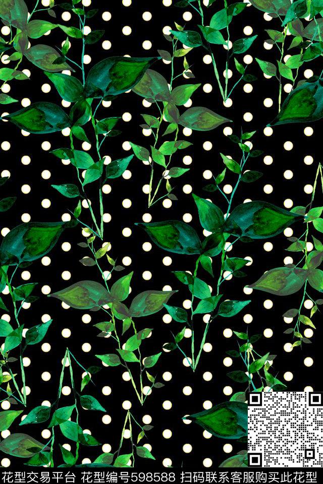 波点印花中国风抽象数码印花华亿平台下载（图片编号: 598588） - 瓦栏（Walan）