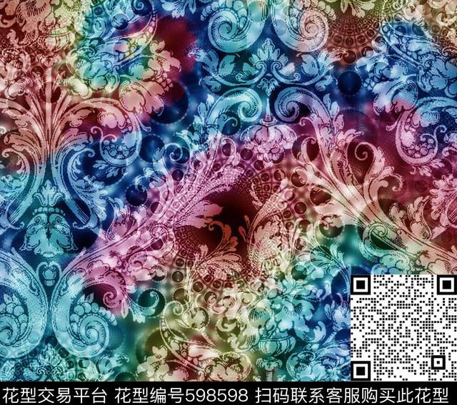 花卉抽象欧洲数码印花华亿平台下载（图片编号: 598598） - 瓦栏（Walan）
