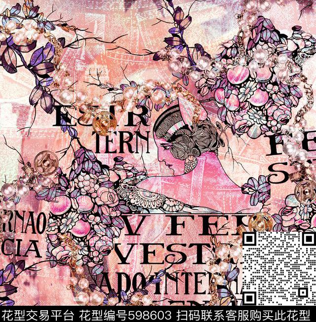 花卉抽象欧洲数码印花华亿平台下载（图片编号: 598603） - 瓦栏（Walan）