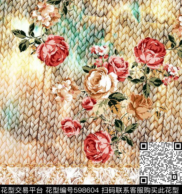 花卉抽象欧洲数码印花华亿平台下载（图片编号: 598604） - 瓦栏（Walan）