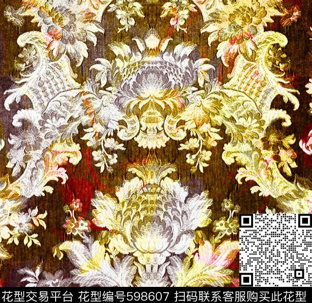 花卉抽象欧洲数码印花华亿平台下载（图片编号: 598607） - 瓦栏（Walan）