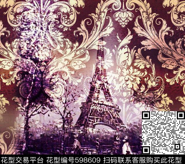 花卉抽象欧洲数码印花华亿平台下载（图片编号: 598609） - 瓦栏（Walan）