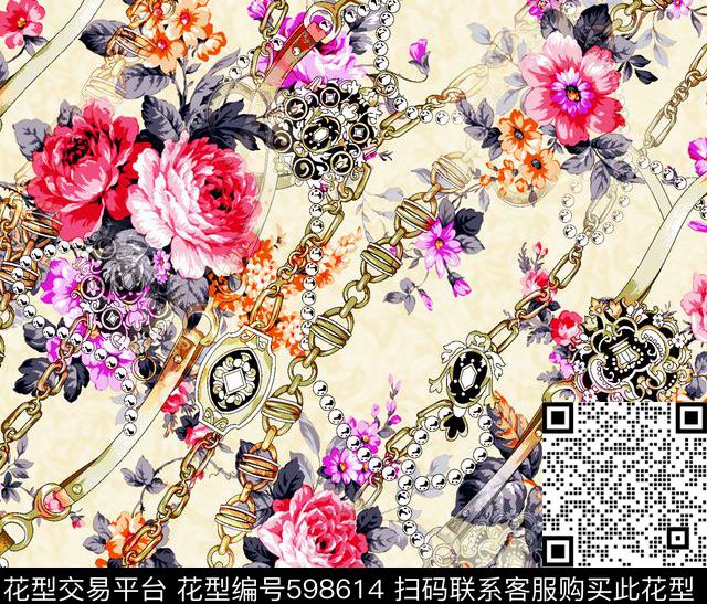 花卉抽象欧洲数码印花华亿平台下载（图片编号: 598614） - 瓦栏（Walan）