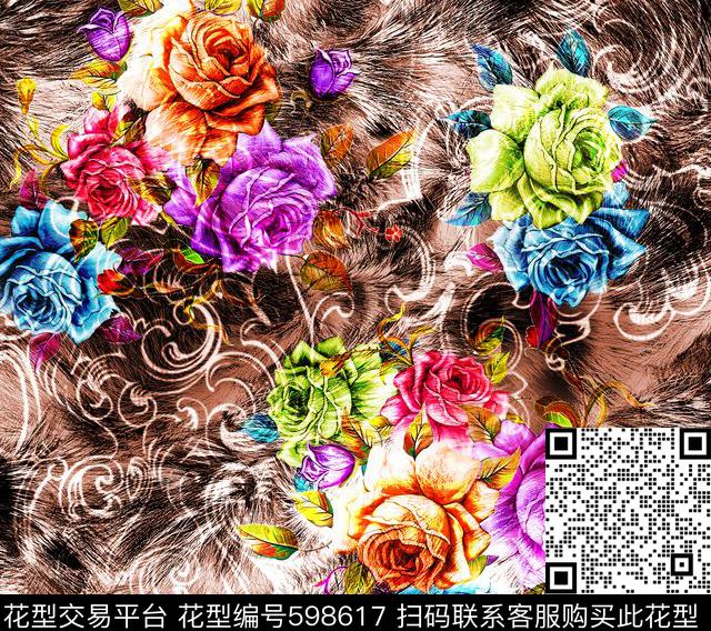花卉抽象欧洲数码印花华亿平台下载（图片编号: 598617） - 瓦栏（Walan）