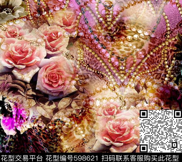 花卉抽象欧洲数码印花华亿平台下载（图片编号: 598621） - 瓦栏（Walan）