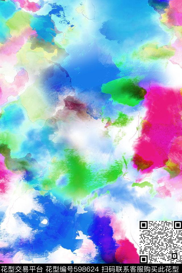 纹理水彩数码印花华亿平台下载（图片编号: 598624） - 瓦栏（Walan）