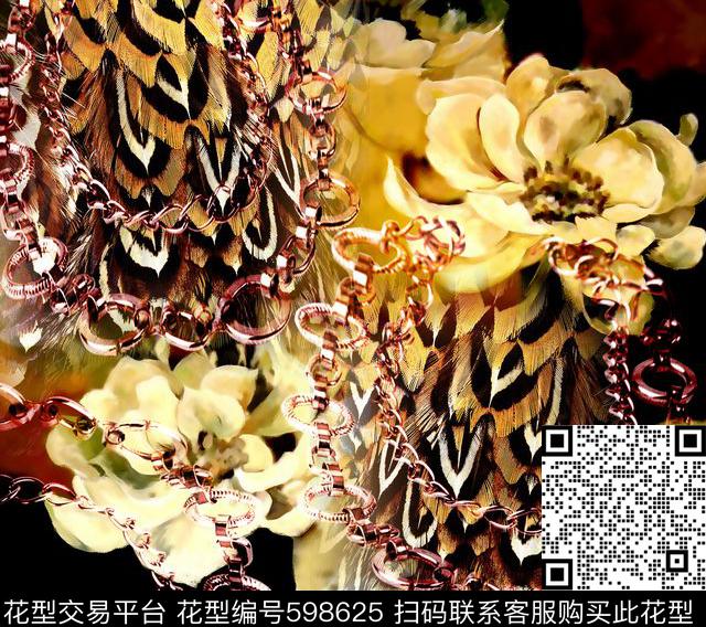 花卉抽象欧洲数码印花华亿平台下载（图片编号: 598625） - 瓦栏（Walan）