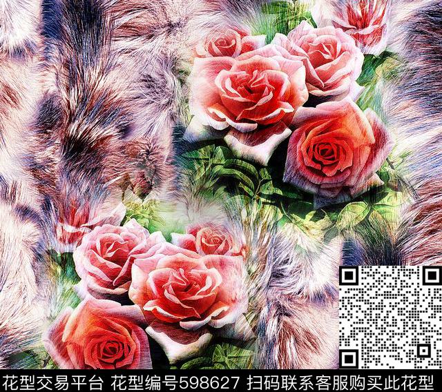 花卉抽象欧洲数码印花华亿平台下载（图片编号: 598627） - 瓦栏（Walan）