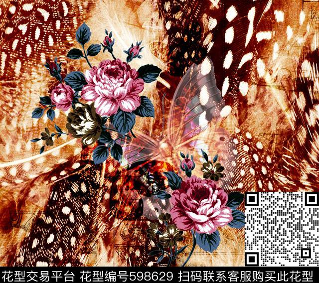 花卉抽象欧洲数码印花华亿平台下载（图片编号: 598629） - 瓦栏（Walan）