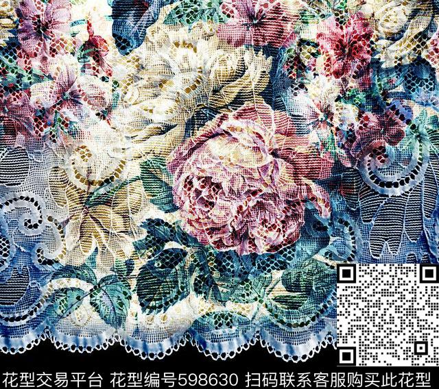 花卉抽象欧洲数码印花华亿平台下载（图片编号: 598630） - 瓦栏（Walan）