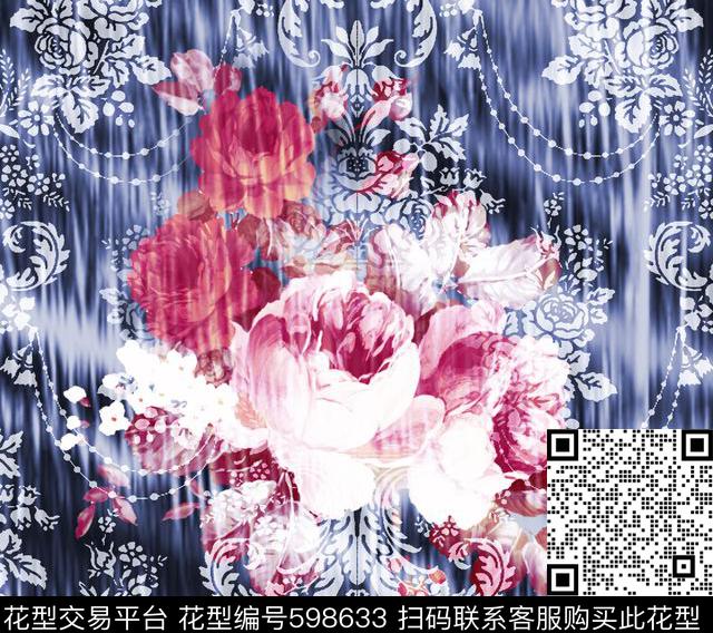 花卉抽象欧洲数码印花华亿平台下载（图片编号: 598633） - 瓦栏（Walan）