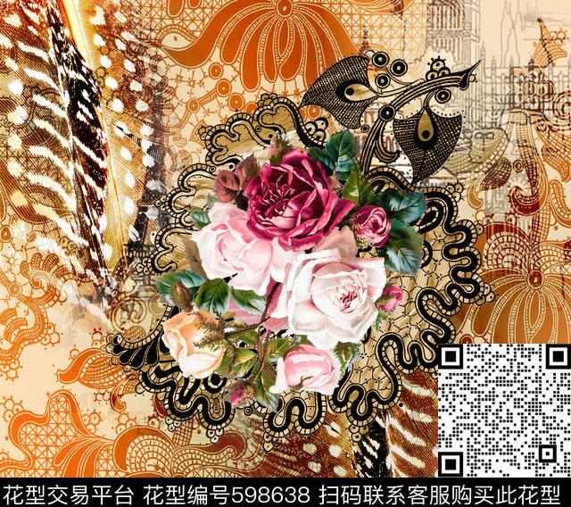 花卉抽象欧洲数码印花华亿平台下载（图片编号: 598638） - 瓦栏（Walan）