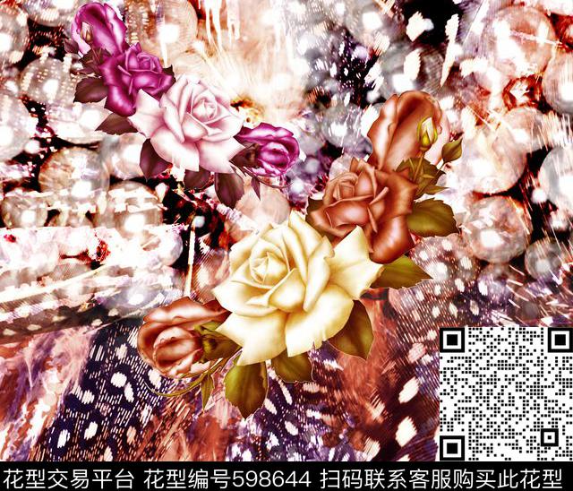 花卉抽象欧洲数码印花华亿平台下载（图片编号: 598644） - 瓦栏（Walan）