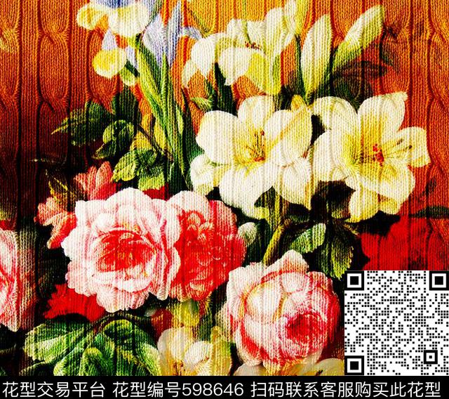 花卉抽象欧洲数码印花华亿平台下载（图片编号: 598646） - 瓦栏（Walan）