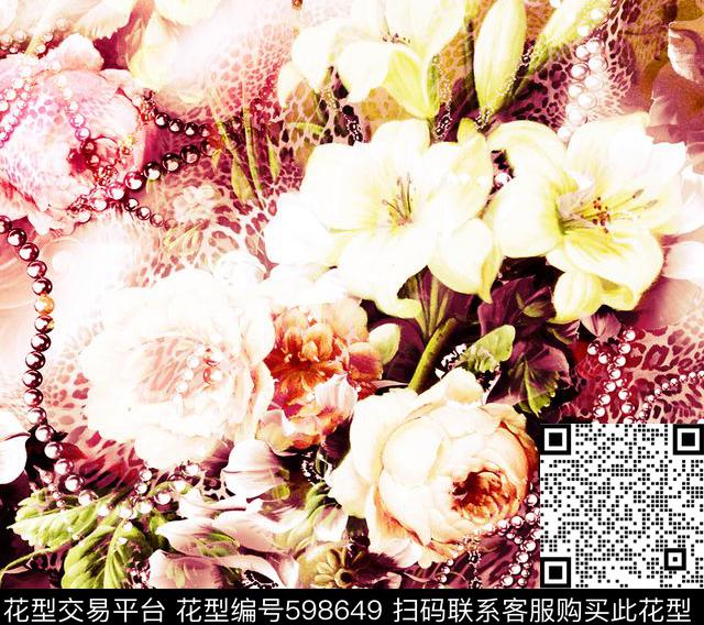 花卉抽象欧洲数码印花华亿平台下载（图片编号: 598649） - 瓦栏（Walan）