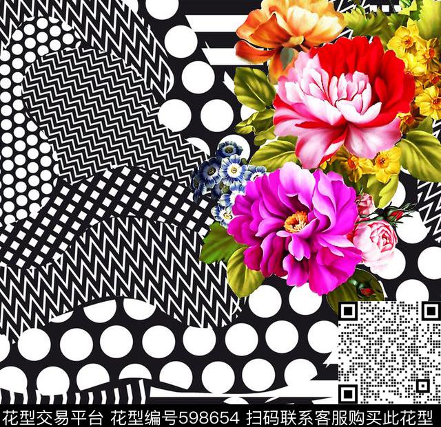 花卉抽象欧洲数码印花华亿平台下载（图片编号: 598654） - 瓦栏（Walan）