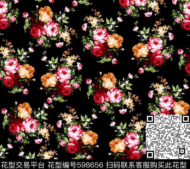 花卉抽象欧洲数码印花华亿平台下载（图片编号: 598656） - 瓦栏（Walan）