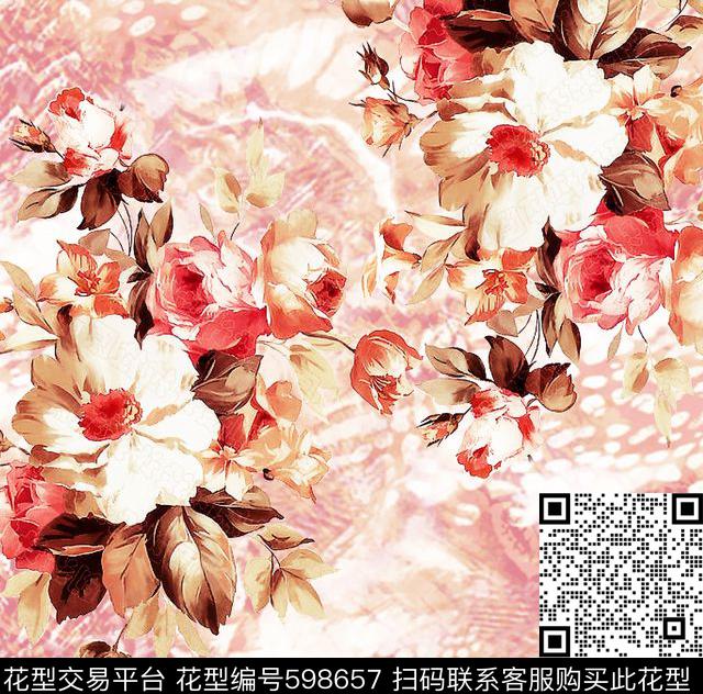 花卉抽象欧洲数码印花华亿平台下载（图片编号: 598657） - 瓦栏（Walan）