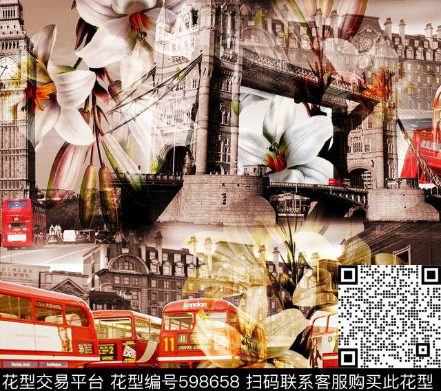花卉抽象欧洲数码印花华亿平台下载（图片编号: 598658） - 瓦栏（Walan）