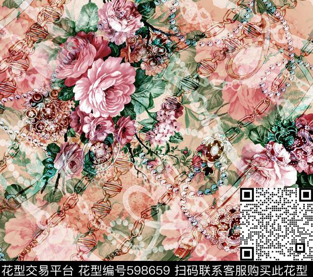 花卉抽象欧洲数码印花华亿平台下载（图片编号: 598659） - 瓦栏（Walan）
