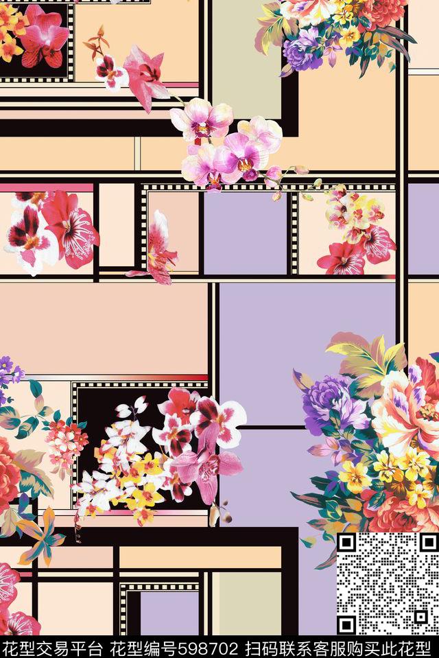 手绘花卉满版散花数码印花华亿平台下载（图片编号: 598702） - 瓦栏（Walan）