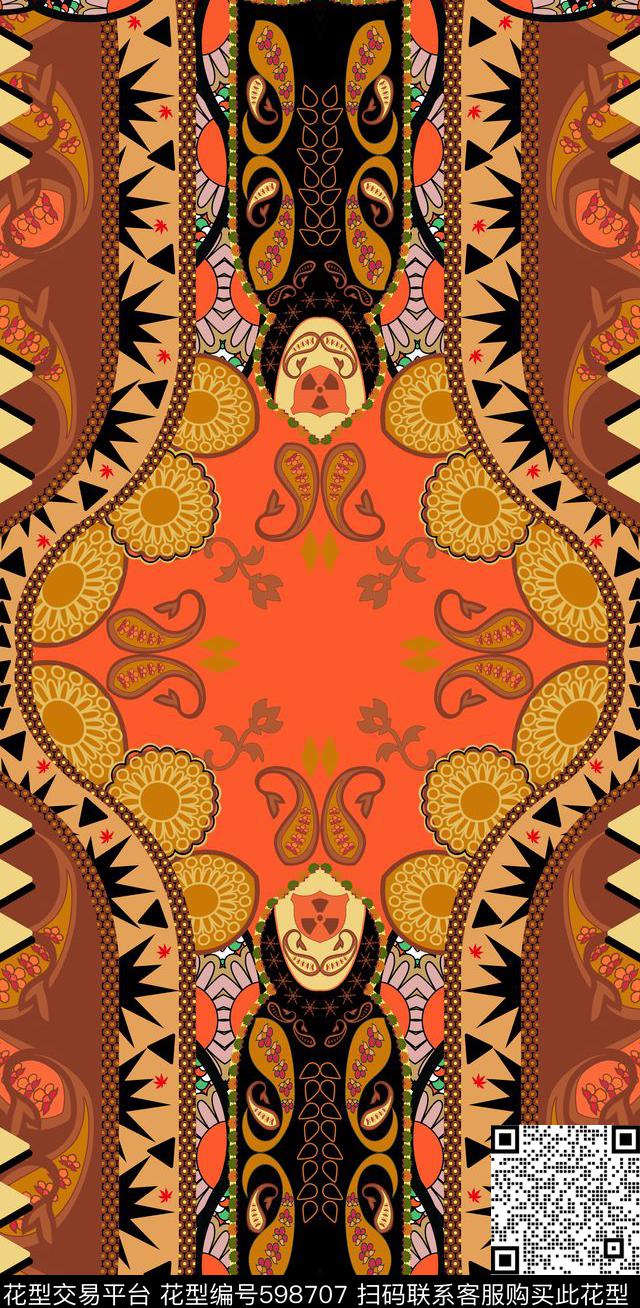 定位民族风佩兹利传统印花华亿平台下载（图片编号: 598707） - 瓦栏（Walan）