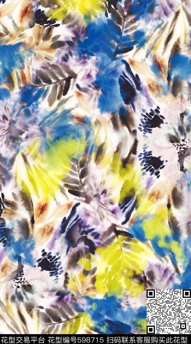 水彩笔刷笔触数码印花华亿平台下载（图片编号: 598715） - 瓦栏（Walan）