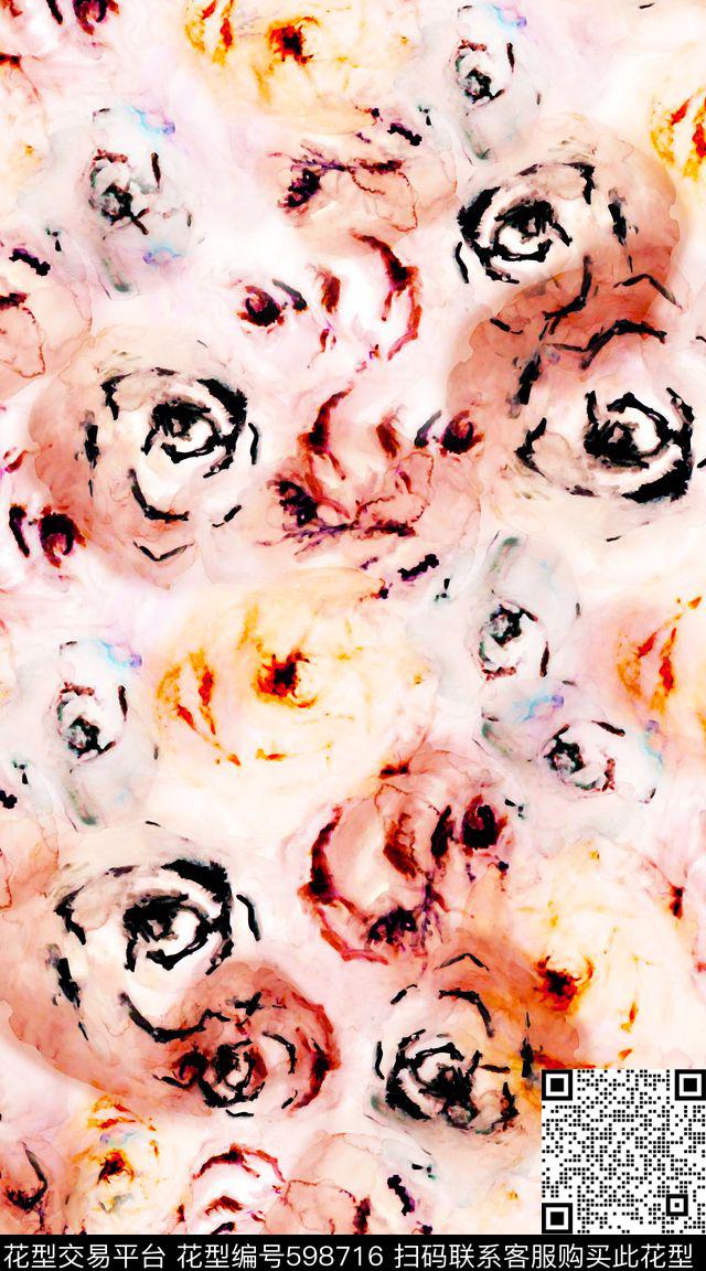 笔刷水彩笔触数码印花华亿平台下载（图片编号: 598716） - 瓦栏（Walan）