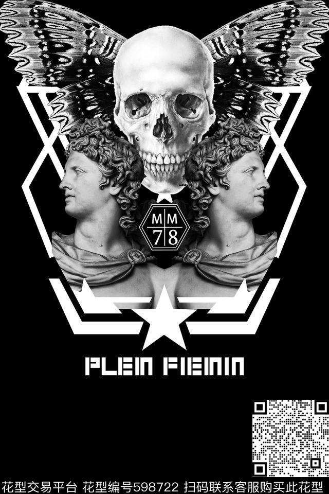 朋克黑白石膏数码印花华亿平台下载（图片编号: 598722） - 瓦栏（Walan）